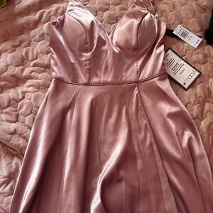 Macy's Pink A-line Satin Dress Sweetheart Neckline